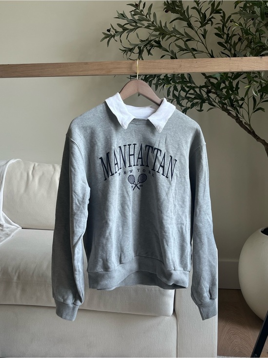 Hollister Tops - Hollister Manhattan Collared Crewneck Sweater - Gray